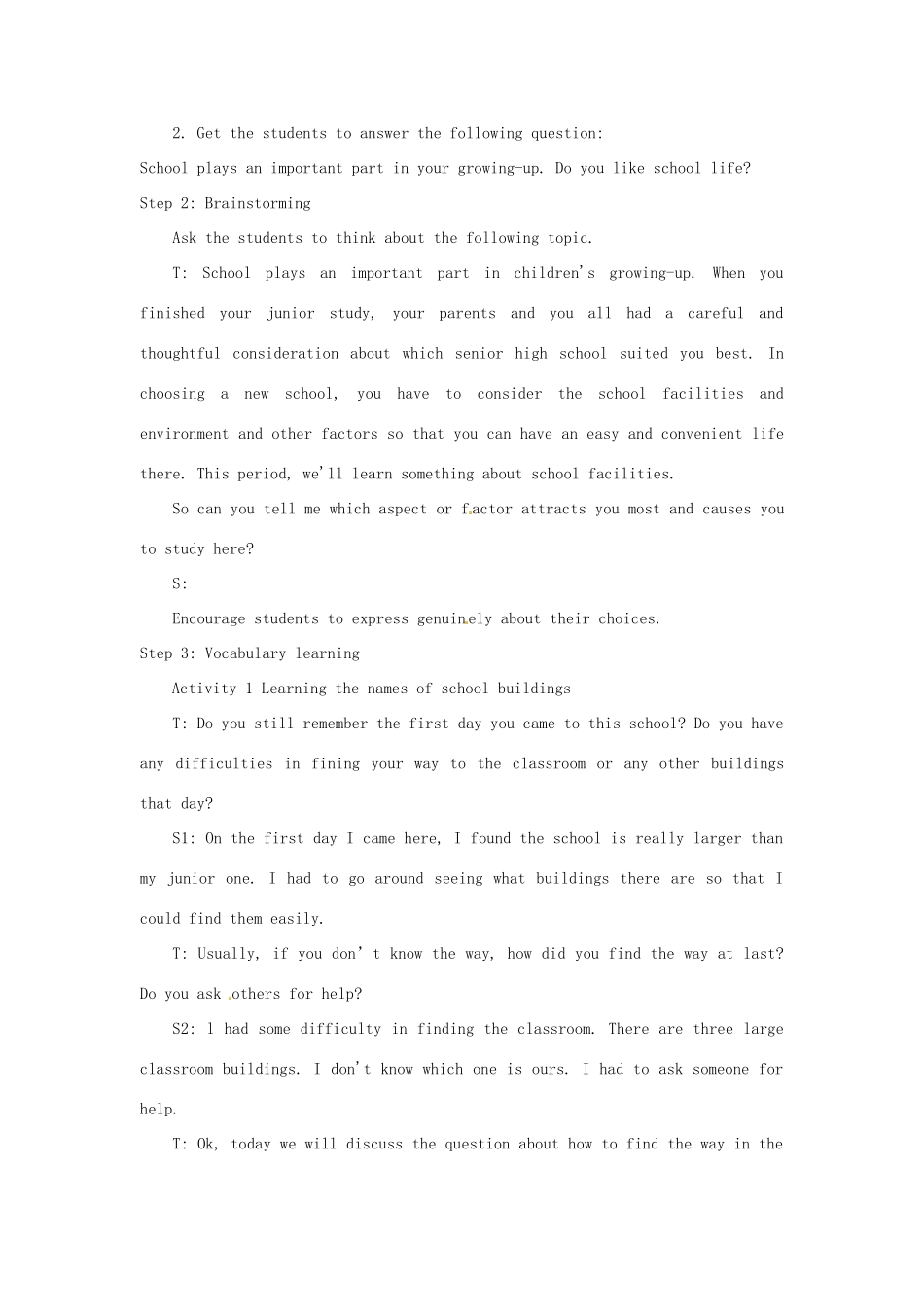 江苏省淮安市清河中学八年级英语上册《Unit 2 School life》教案 牛津版_第2页