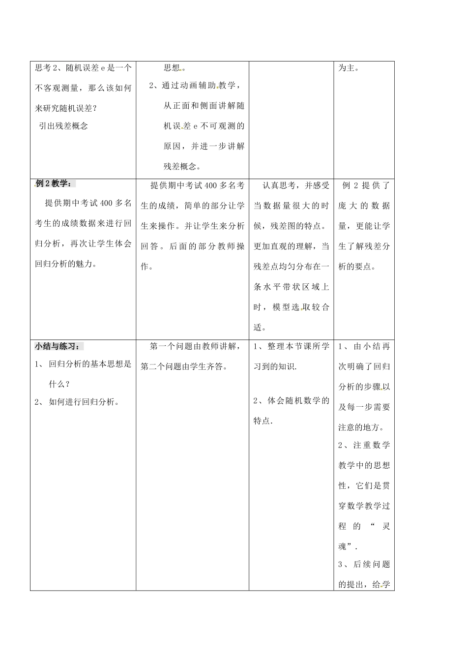 高中数学 第三章 统计案例 3.1 回归分析的基本思想及其初步应用教学设计1 新人教A版选修2-3-新人教A版高二选修2-3数学教案_第3页
