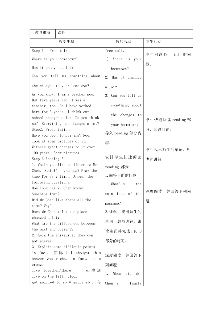 江苏省淮北中学八年级英语下册 Unit 1Past and present教案 牛津译林版_第3页