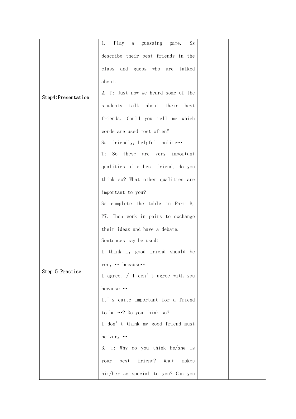 江苏省淮北中学八年级英语上册 Unit 1Friends教案 牛津译林版_第3页