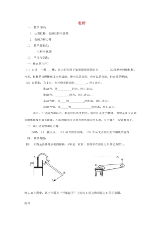 江苏省涟水县红日中学九年级物理全册 11.1 杠杆教案2 （新版）苏科版