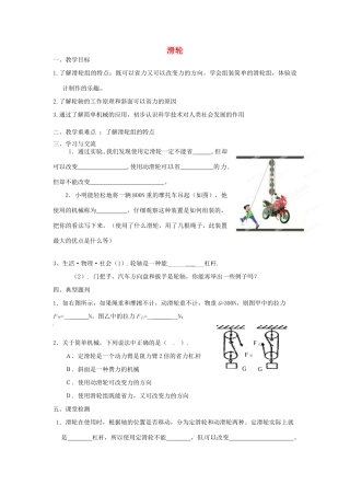 江苏省涟水县红日中学九年级物理全册 11.2 滑轮教案2 （新版）苏科版
