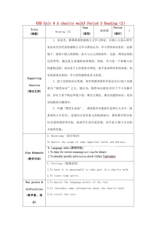 江苏省海安县大公初级中学八年级英语下册《8B Unit 6 A charity walk》Period 3 Reading（2）教案 牛津版