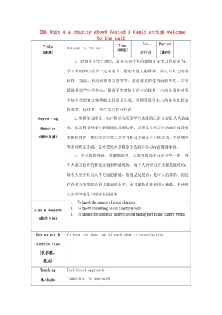 江苏省海安县大公初级中学八年级英语下册《8B Unit 4 A charity show》Period 1 Comic strip& welcome to the unit教案 牛津版