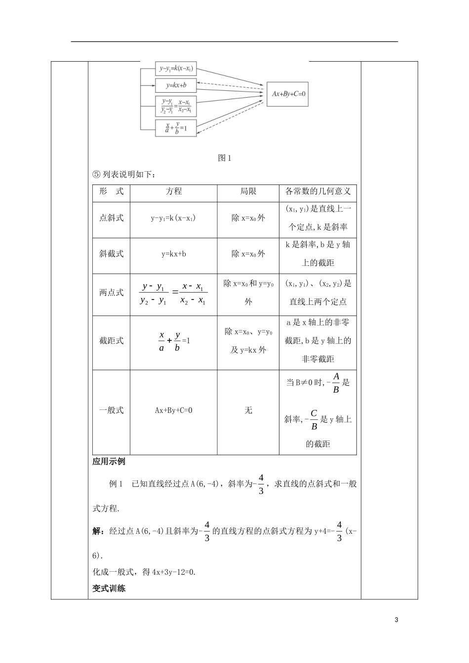 高中数学 第三章 直线与方程 3.2.3 直线的一般式方程教案 新人教A版必修2-新人教A版高一必修2数学教案_第3页