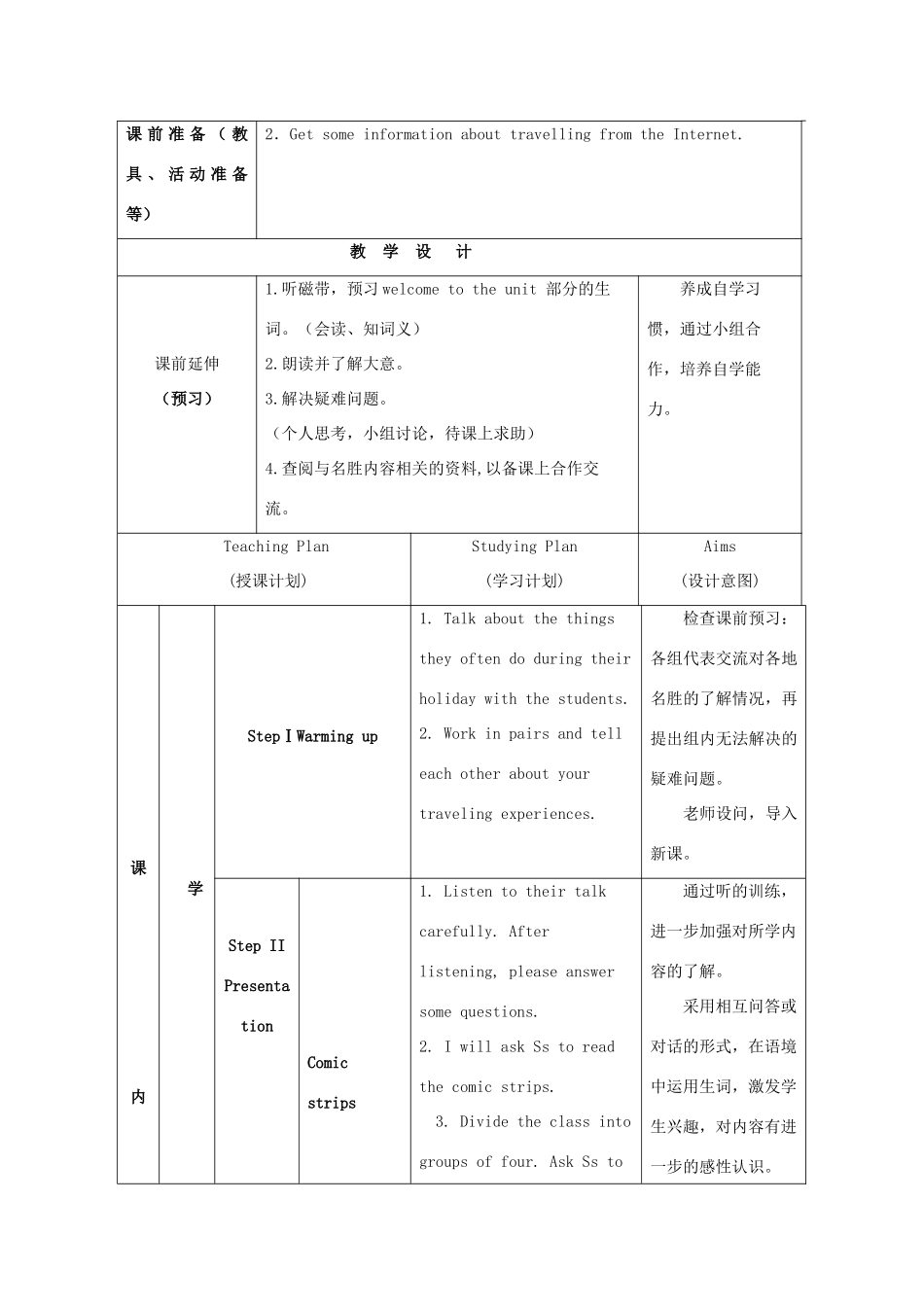 江苏省海安县大公初级中学八年级英语下册《8B Unit 2 Travelling》Period 1 Comic strip& welcome to the unit教案 牛津版_第2页