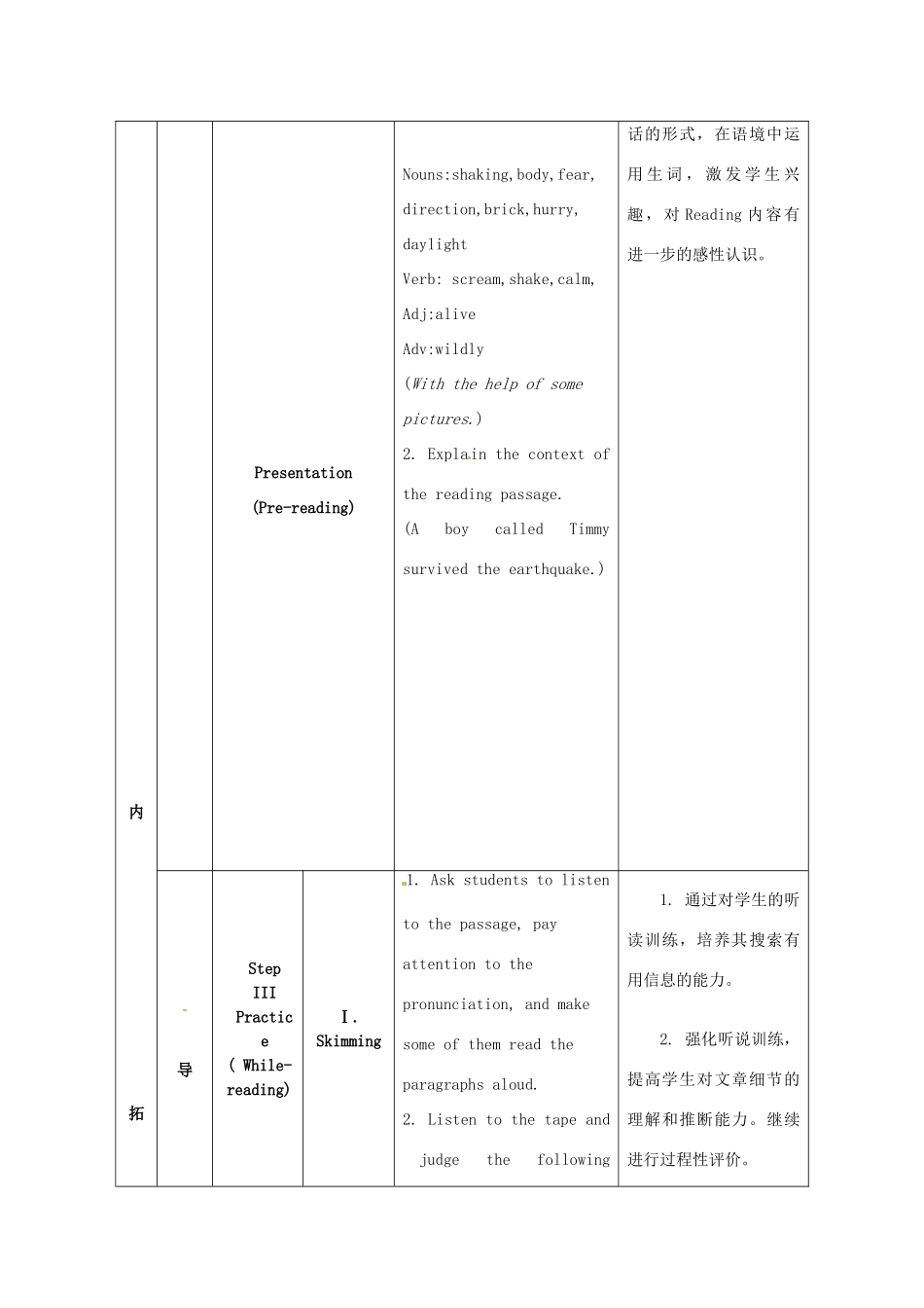 江苏省海安县大公初级中学八年级英语上册《8A Unit 6 Natural disasters》Period 2 Reading（1）教案 牛津版_第3页