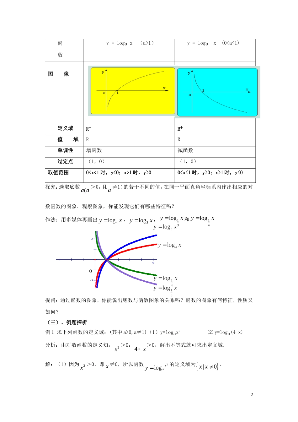高中数学 第三章 指数函数和对数函数 3.5 对数函数 3.5.1 对数函数的概念教案2 北师大版必修1-北师大版高一必修1数学教案_第2页