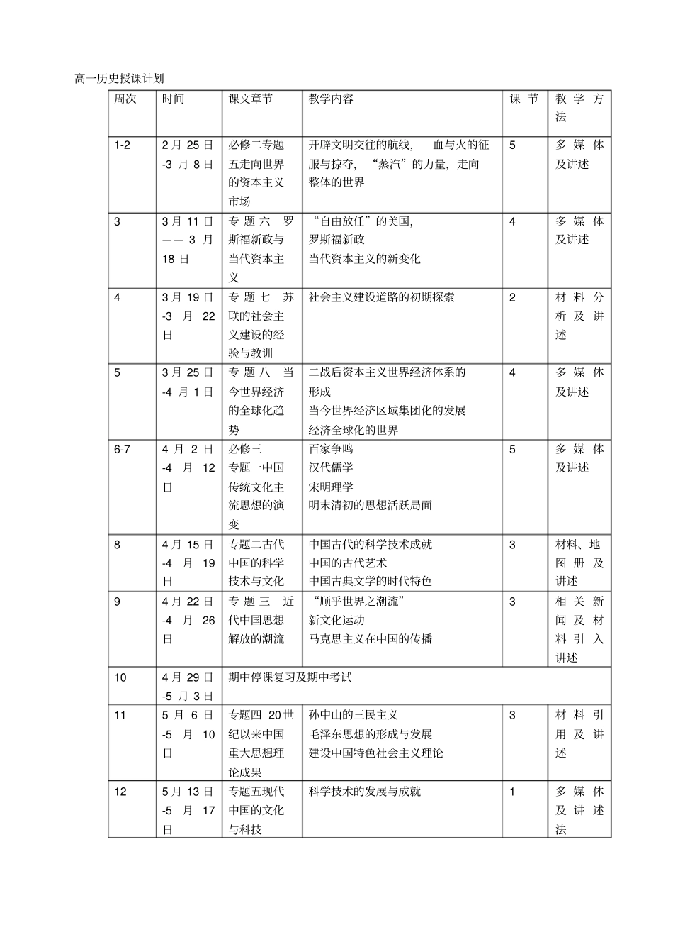 2012017学年高一历史授课计划_第1页