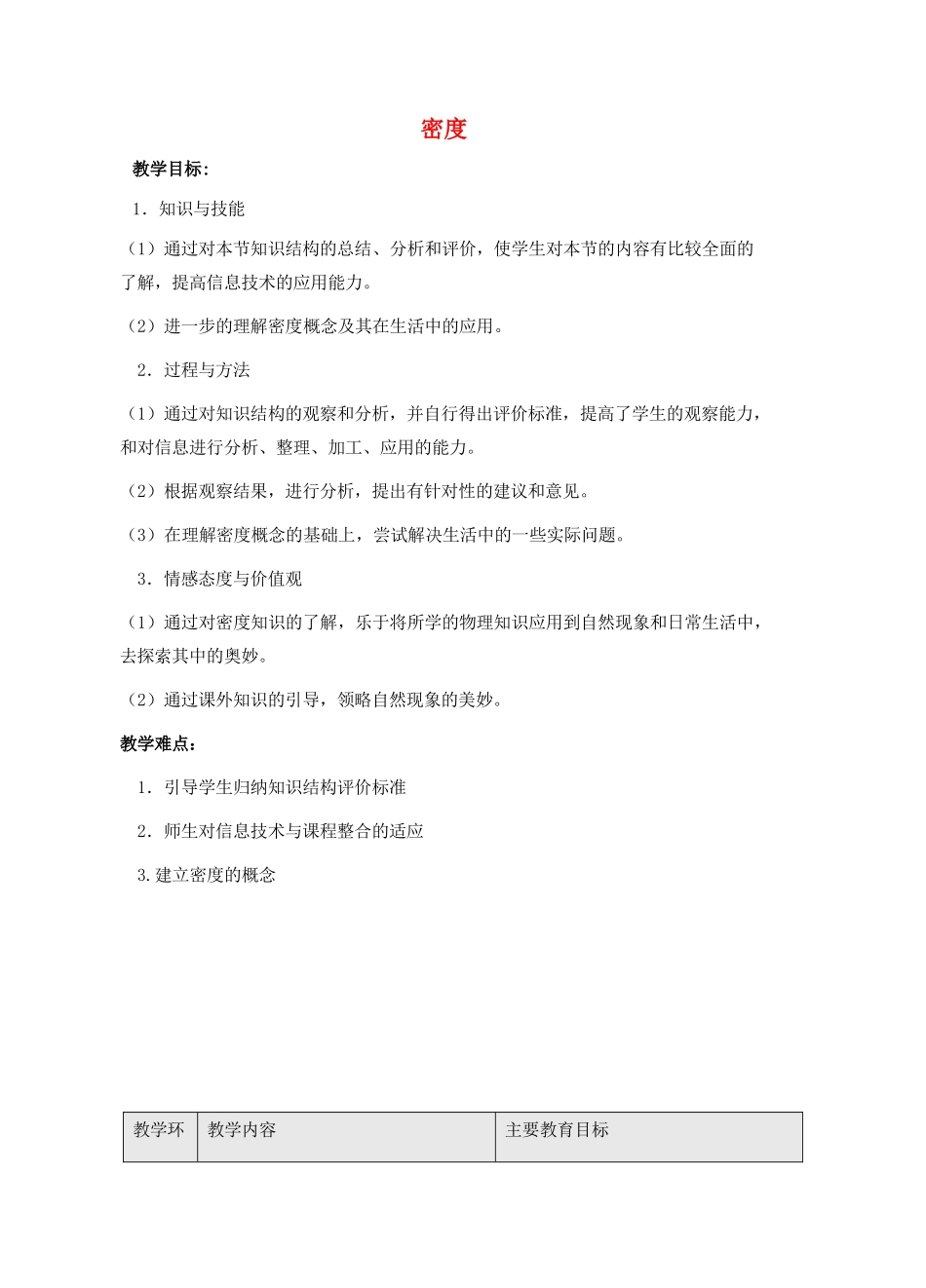江苏省泰兴市济川中学八年级物理下册 6.3 密度教案_第1页