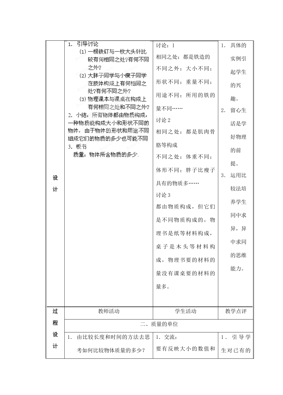 江苏省泰兴市济川中学八年级物理下册 6.1 质量教案_第2页
