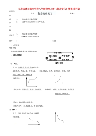 江苏省沭阳银河学校八年级物理上册《物态变化》教案 苏科版