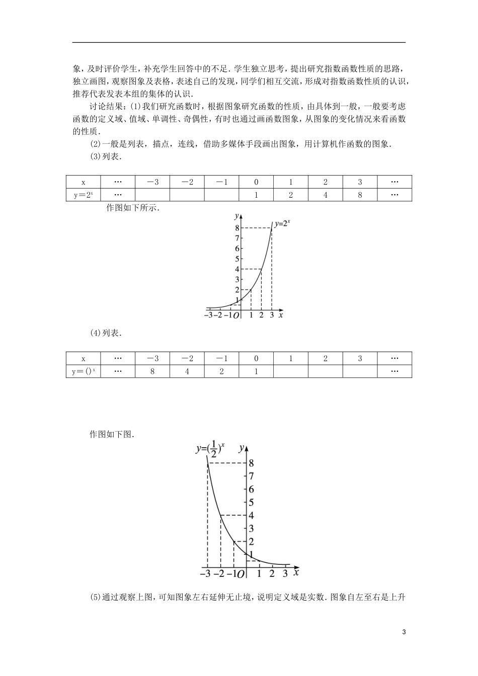 高中数学 第三章 基本初等函数（Ⅰ）3.1 指数与指数函数 3.1.2 指数函数教案 新人教B版必修1-新人教B版高一必修1数学教案_第3页