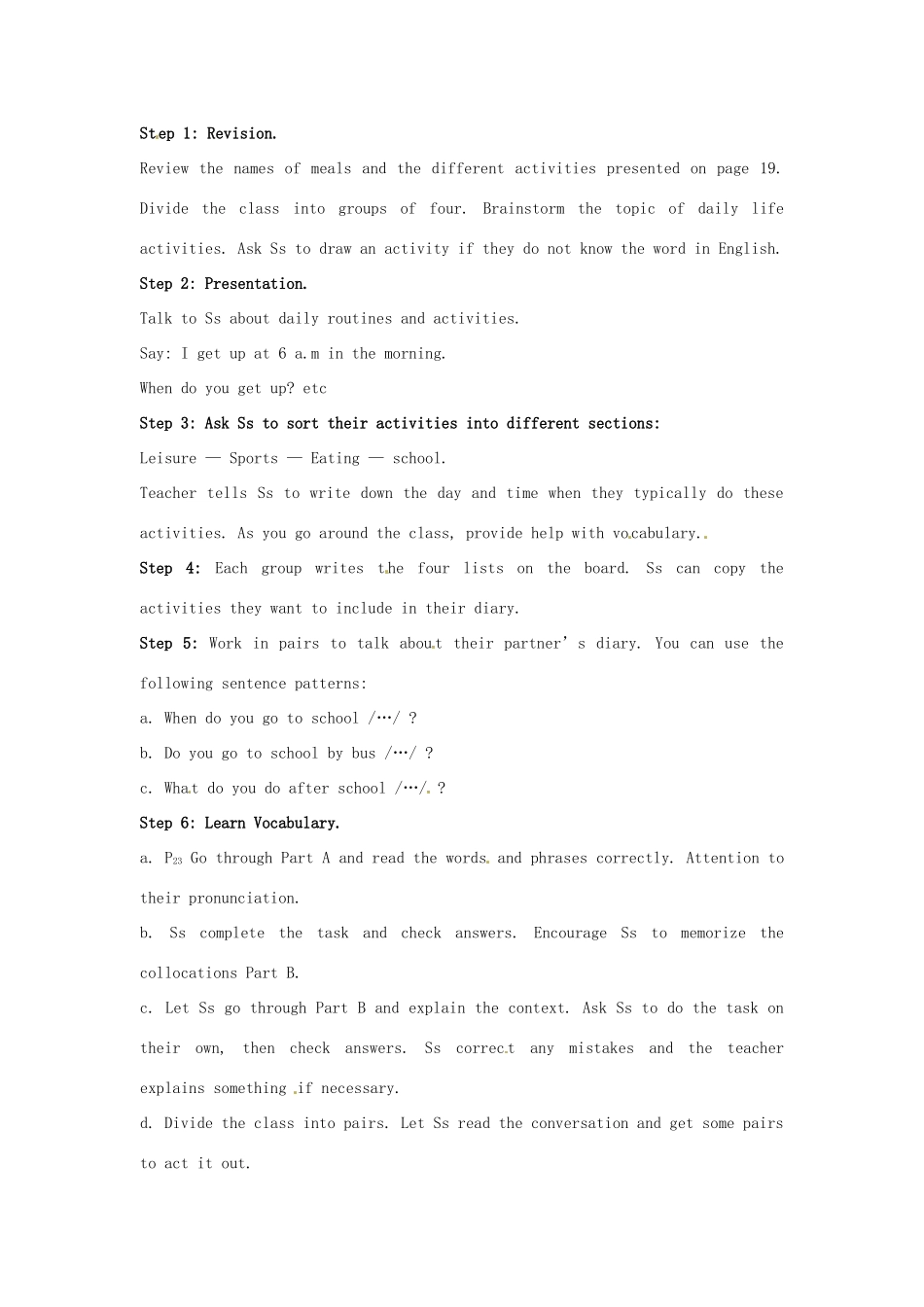 江苏省江阴市璜土中学七年级英语上册《Unit 2 My Day第一课时Welcome to the unit》教案设计 牛津版_第2页