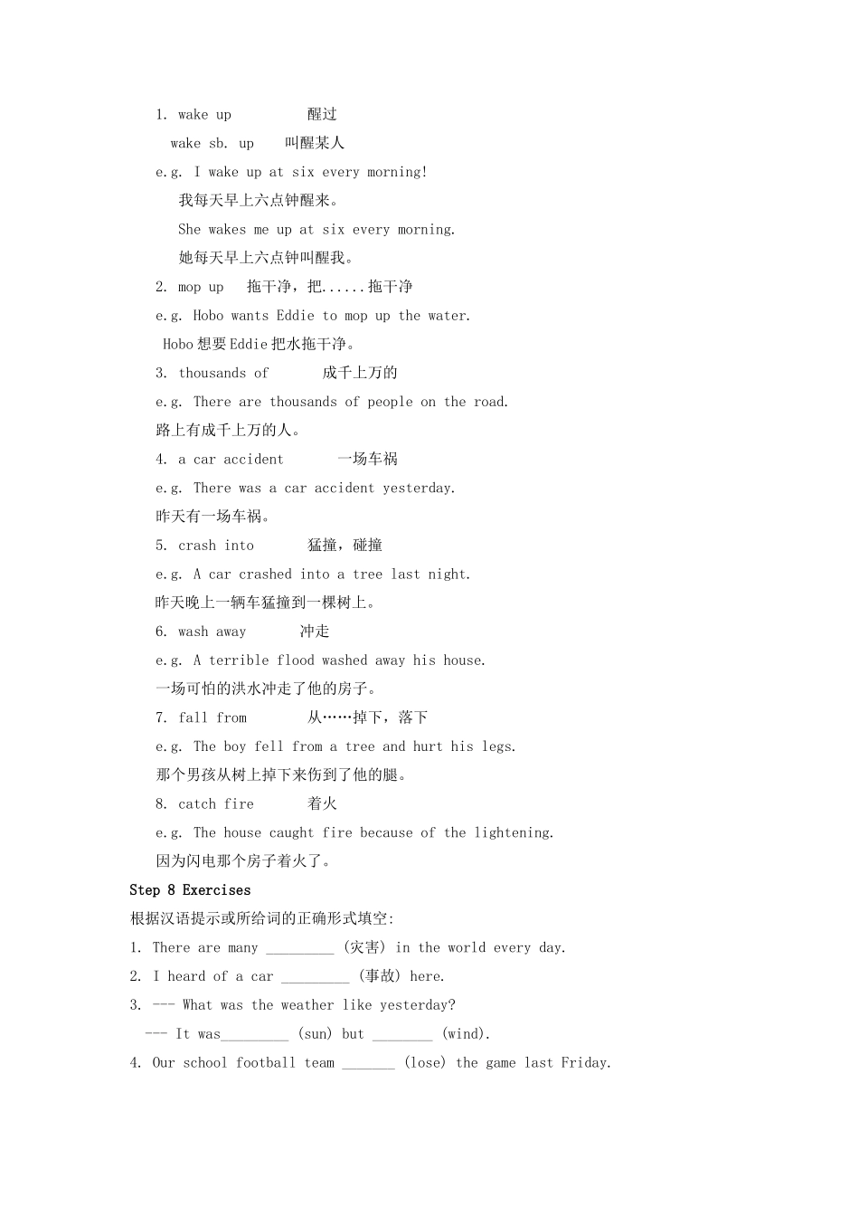 江苏省永丰初级中学八年级英语上册 Unit 8 Natural disasters 教案 （新版）牛津版_第2页