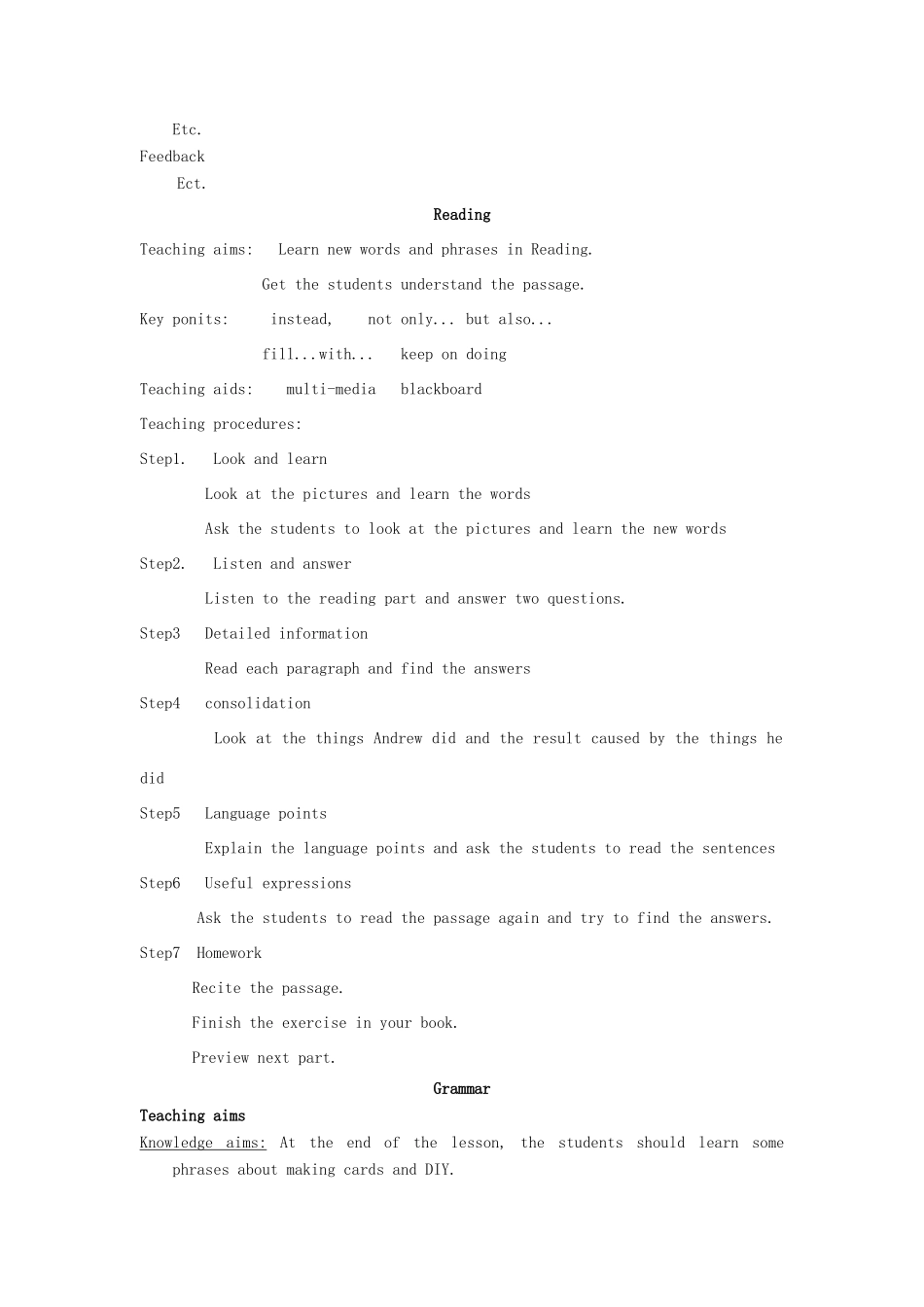 江苏省永丰初级中学八年级英语上册 Unit 4 Do it yourself教案 （新版）牛津版_第2页