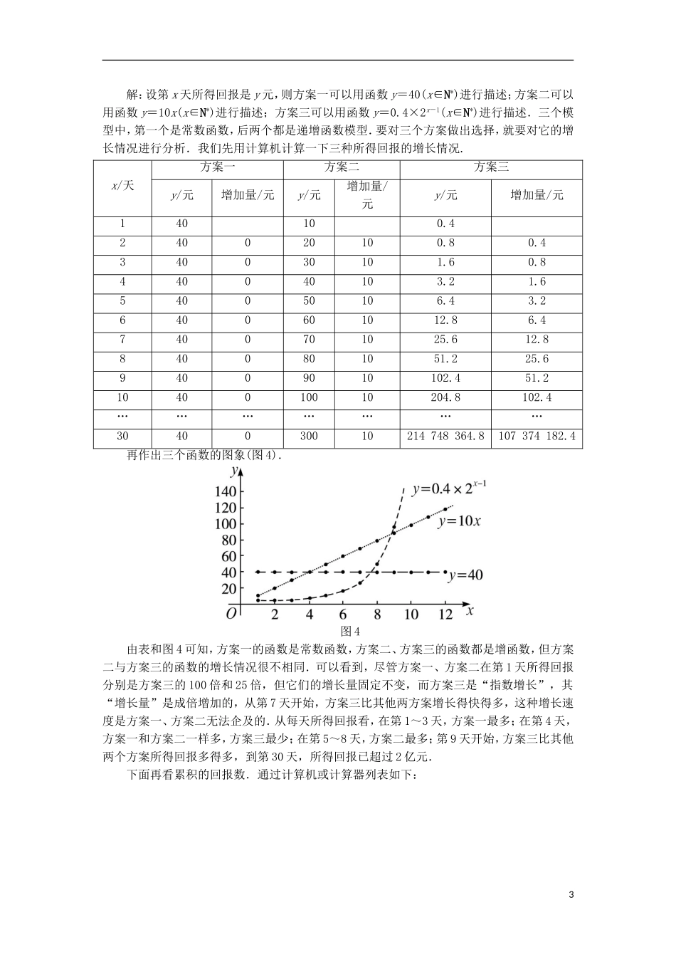 高中数学 第三章 函数的应用 3.2 函数模型及其应用 3.2.1 几类不同增长的函数模型教学设计 新人教A版必修1-新人教A版高一必修1数学教案_第3页