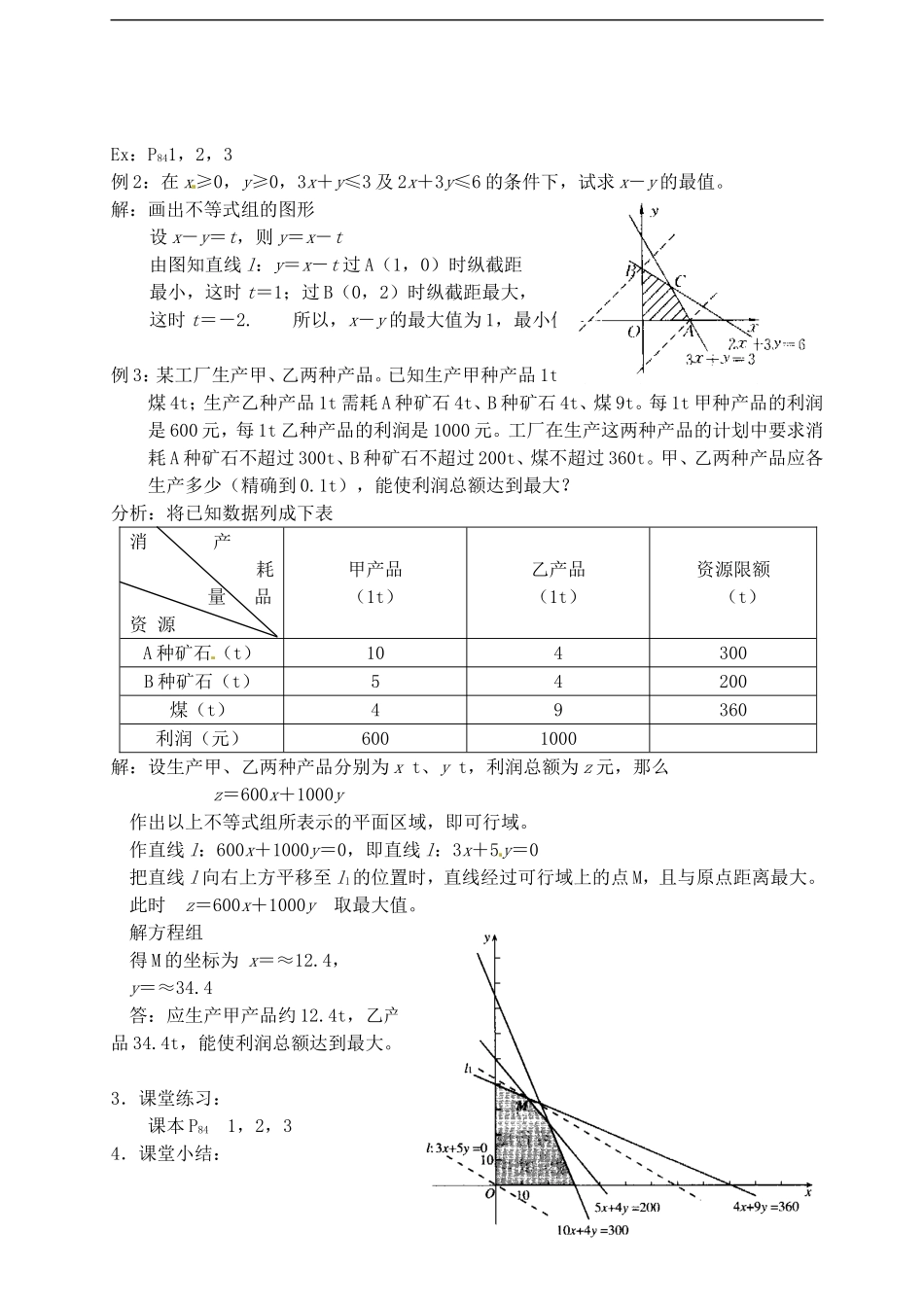 高中数学 第三章 不等式 第六课时 线性规划教案（一） 苏教版必修5_第2页