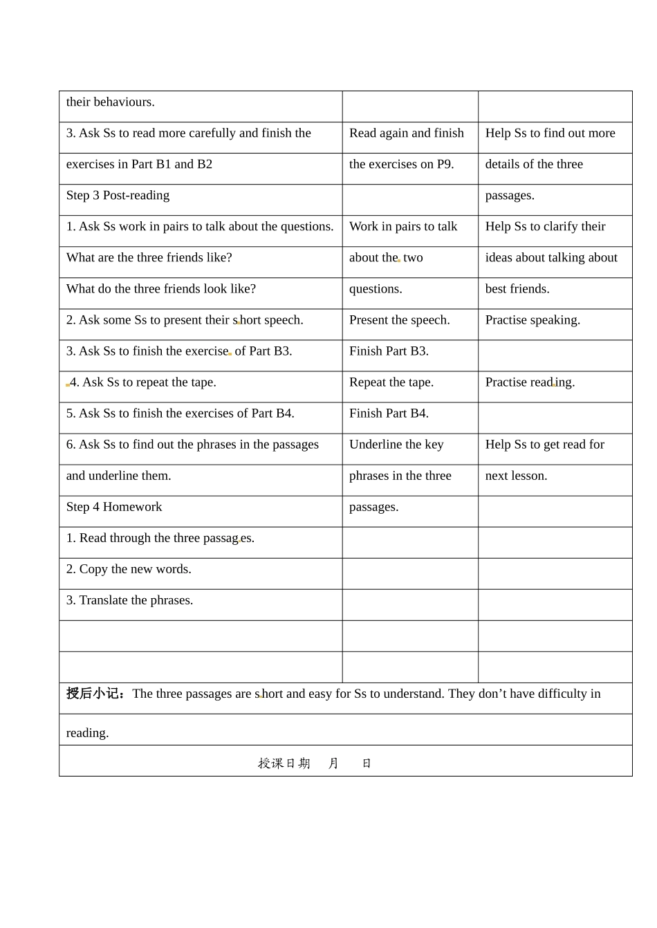 江苏省昆山市锦溪中学八年级英语上册 Unit 1 Friends Reading 1教案 牛津版_第2页