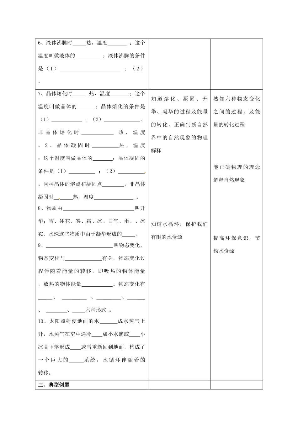 江苏省昆山市锦溪中学八年级物理上学期期末复习 温度 物态变化教案 苏科版_第3页