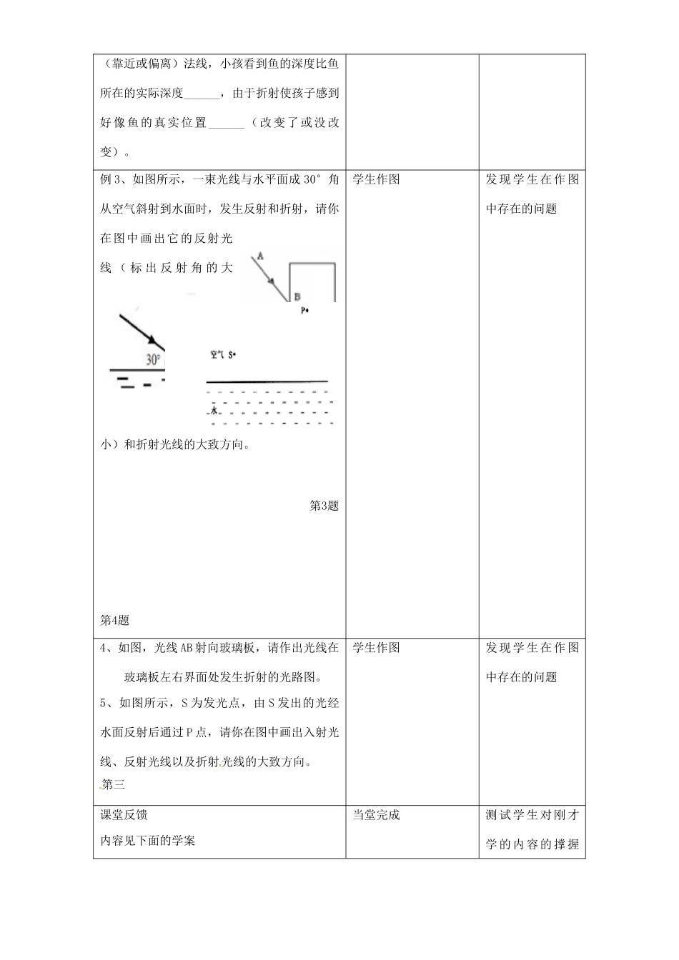 江苏省昆山市锦溪中学八年级物理上学期期末复习 光的折射 透镜教案 苏科版_第3页