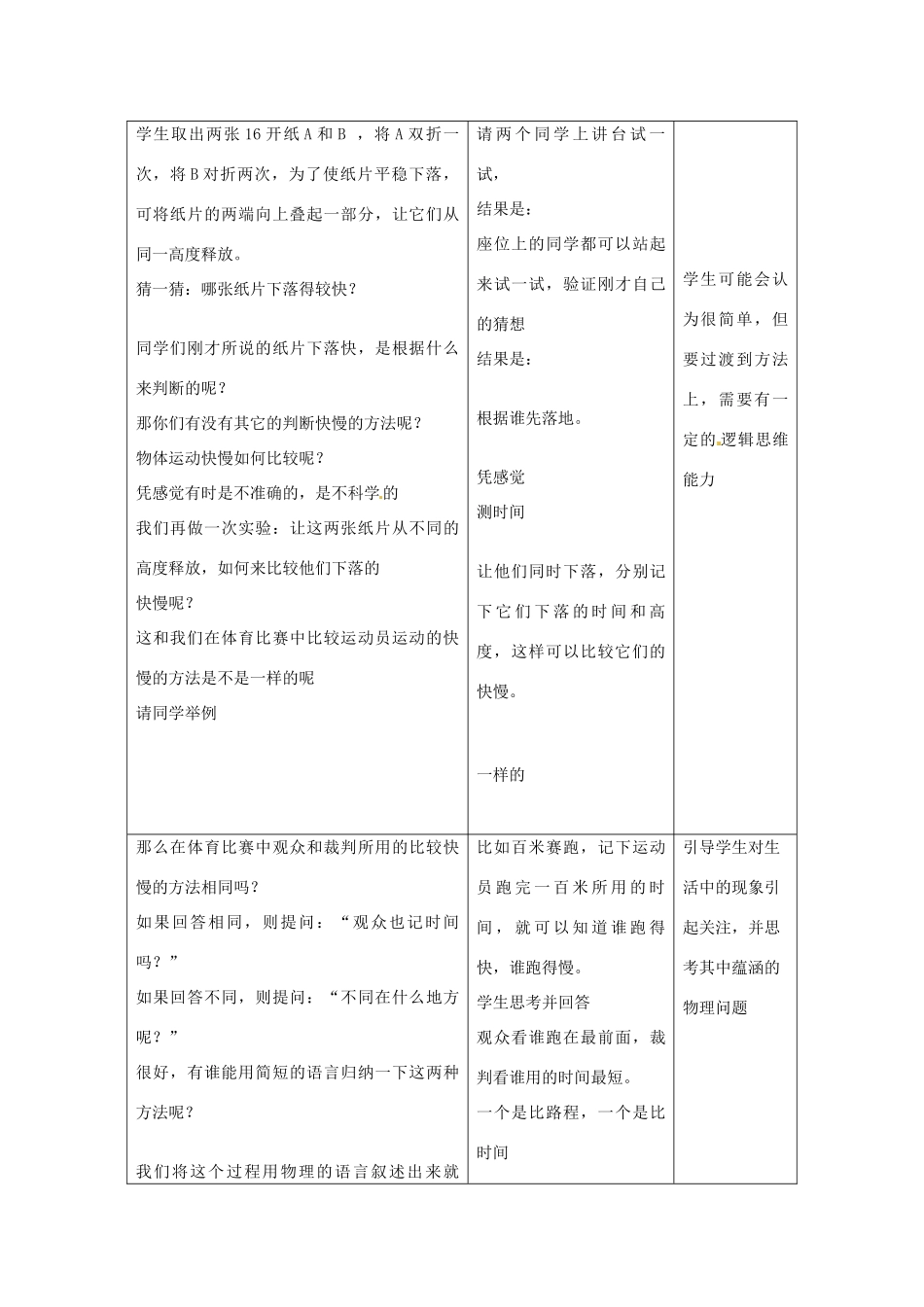 江苏省昆山市锦溪中学八年级物理上册 5.2 速度教案（1） 苏科版_第2页