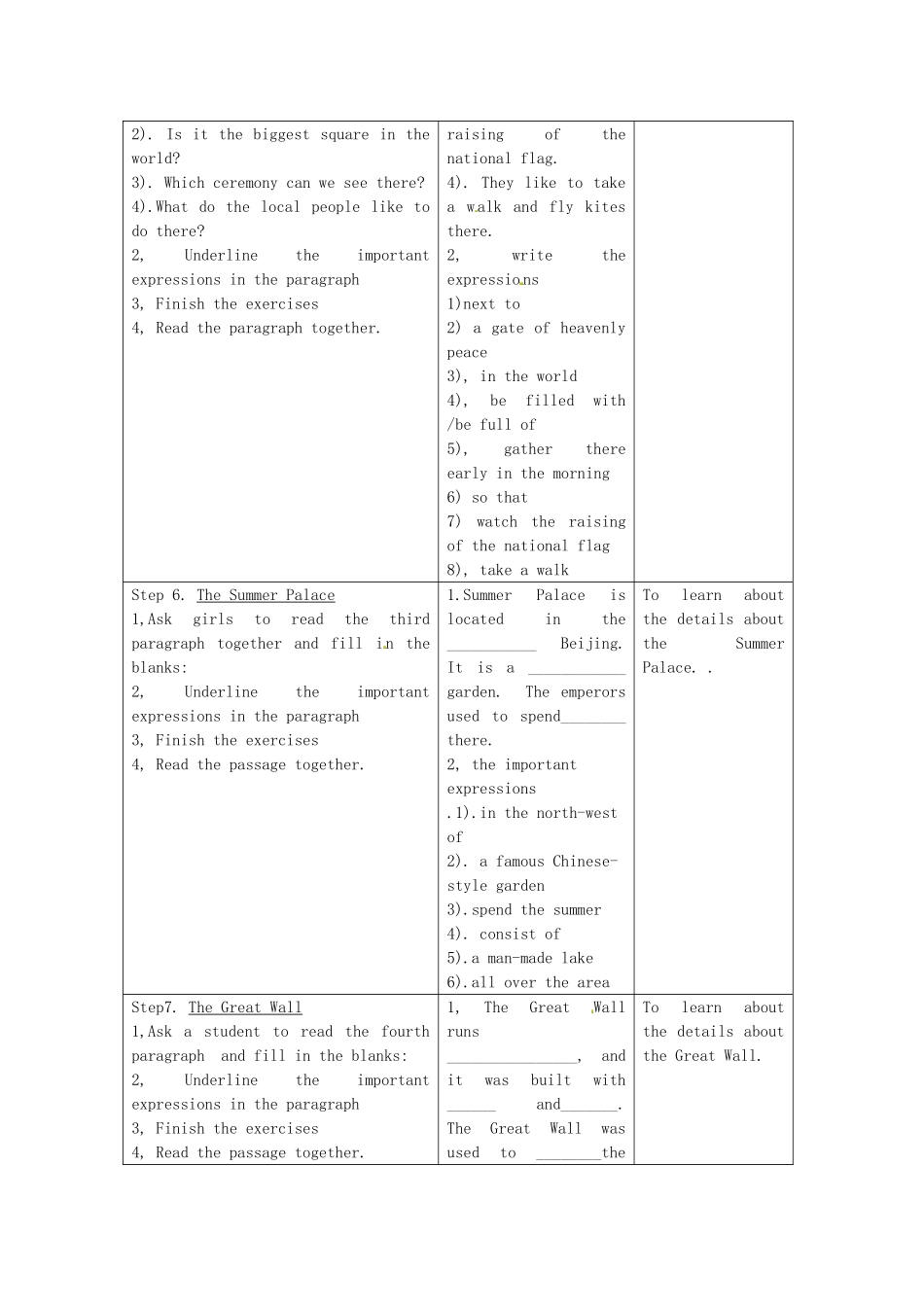 江苏省昆山市锦溪中学九年级英语下册 Unit 3 Asia Reading 1教案 牛津版_第3页