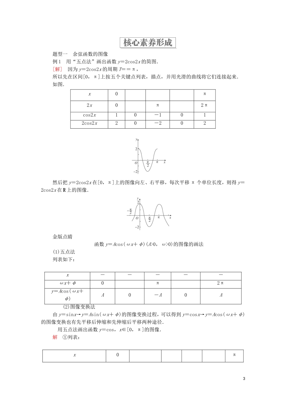 高中数学 第七章 三角函数 7.3 三角函数的性质与图像 7.3.3 余弦函数的性质与图像教案 新人教B版第三册-新人教B版高中第三册数学教案_第3页
