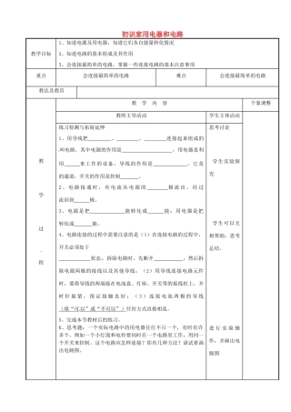 江苏省新沂市第二中学九年级物理上册 13.1 初识家用电器和电路教案2 苏科版