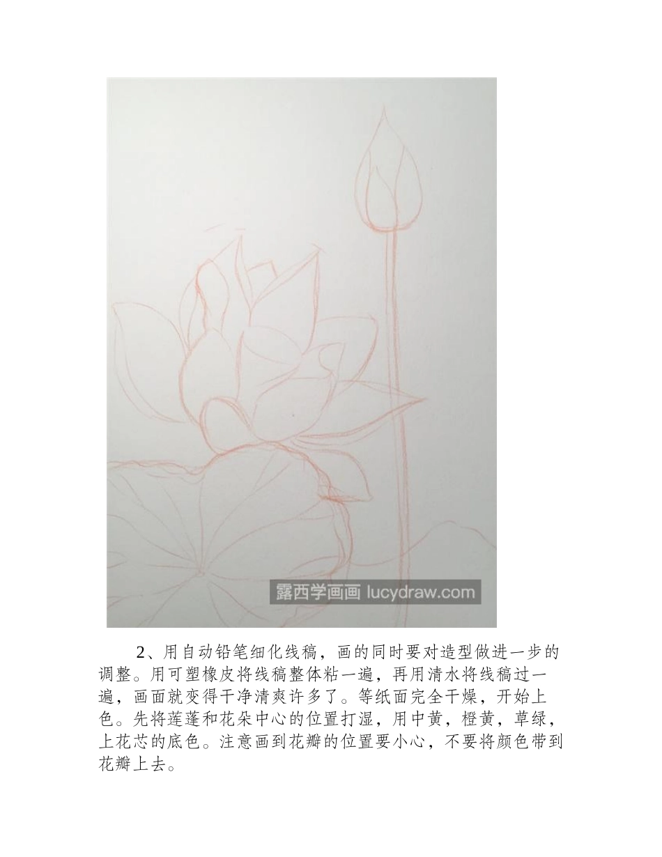 荷花怎么画_详细的绘画流程是什么_水彩画教程1_第2页