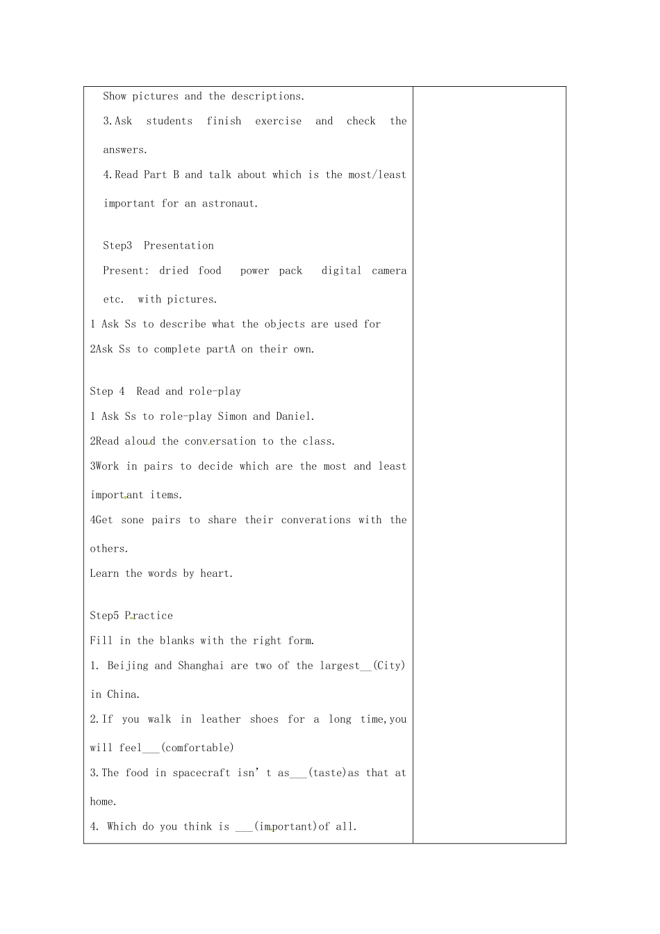 江苏省新沂市王楼中学九年级英语下册《Unit1 life on Mars：Vocabulary》教案 牛津版_第2页