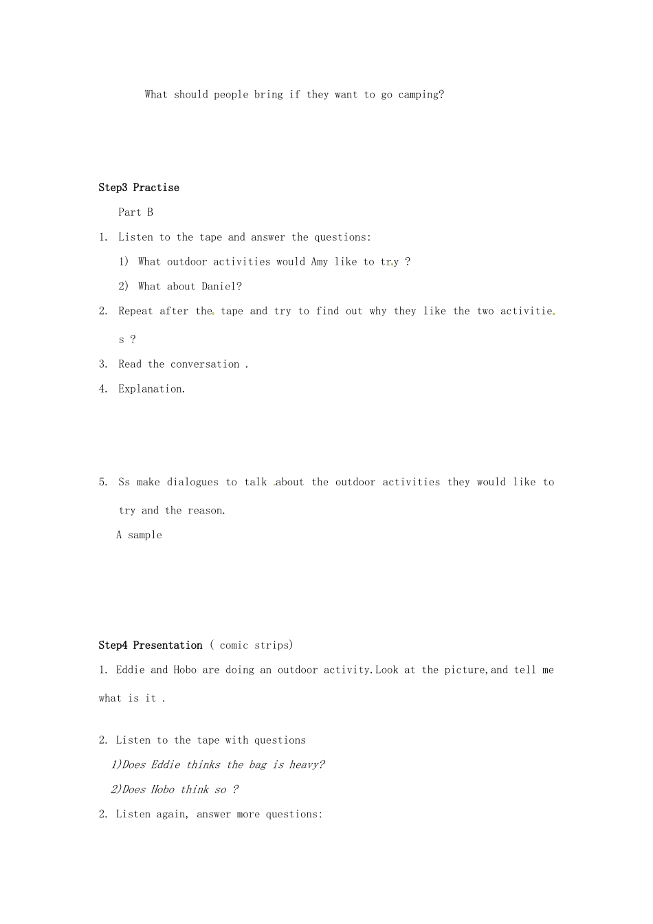 江苏省扬州市邗江区美琪学校七年级英语下册 7B Unit 6 Outdoor fun period 1 Welcome to the Unit教案 牛津版_第2页