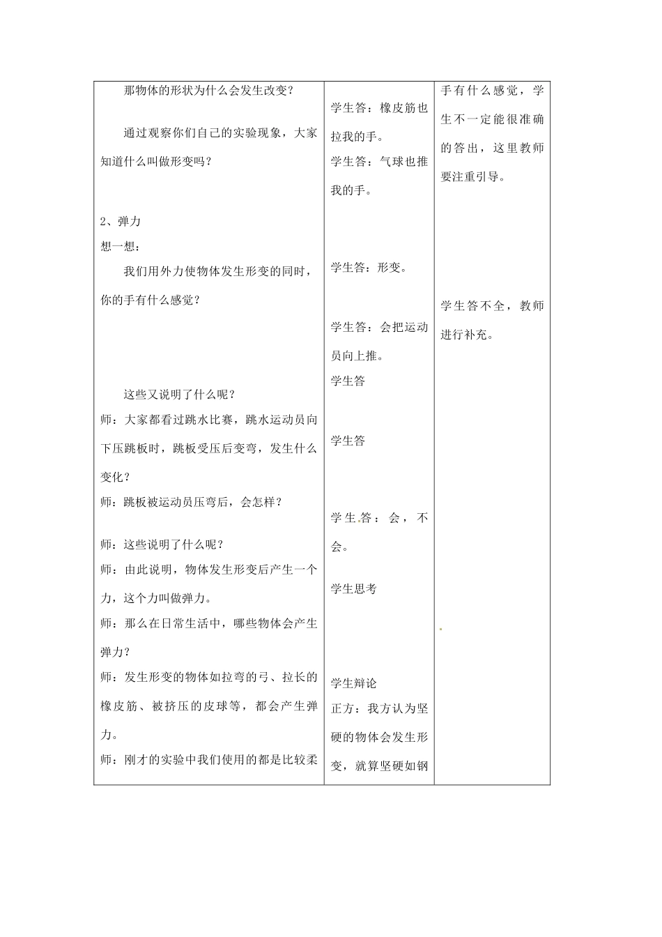 江苏省扬州市仪征月塘中学八年级物理下册 第8章 弹力和弹簧测力计教案2 苏科版_第3页