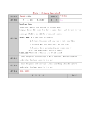 江苏省徐州市黄山外国语学校八年级英语上册《Unit 1 Friends Revision》教学案 牛津版
