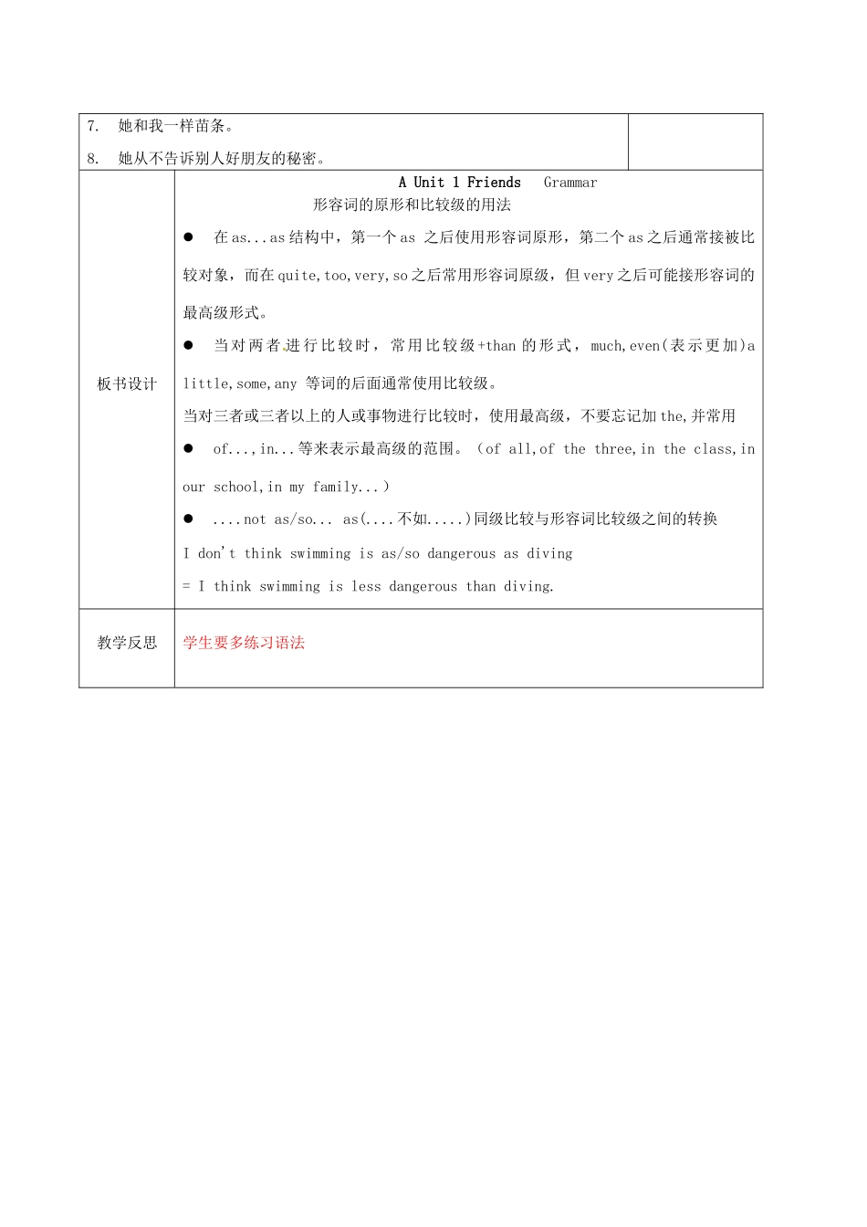 江苏省徐州市黄山外国语学校八年级英语上册《Unit 1 Friends Grammar 2》教学案 牛津版_第3页