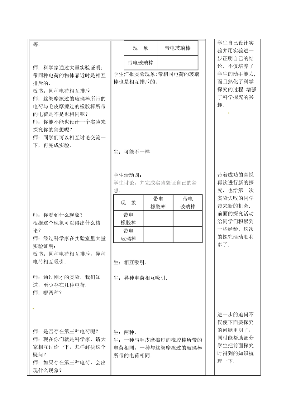 江苏省徐州市黄山外国语学校八年级物理下册《7.2 静电现象（2）》教案 苏科版_第3页