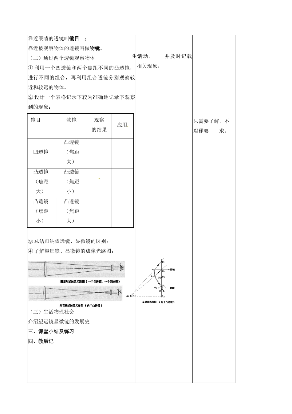 江苏省徐州市第二十二中学八年级物理 4.5《望远镜和显微镜》教案_第2页