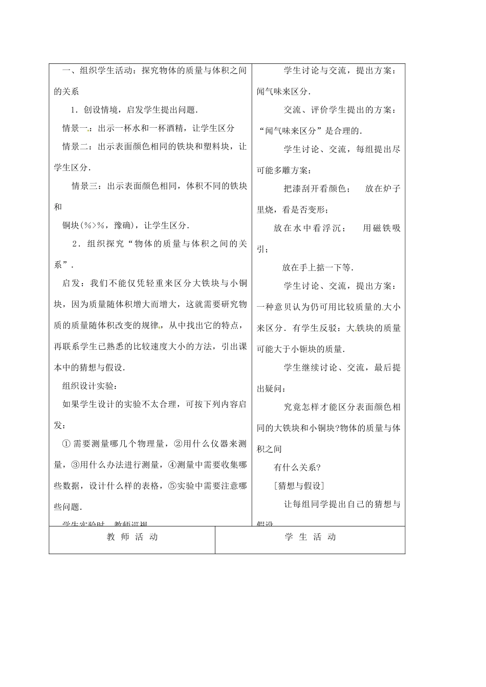江苏省徐州市八年级物理下册 6.3物质的密度（第2课时）教案 （新版）苏科版-（新版）苏科版初中八年级下册物理教案_第2页