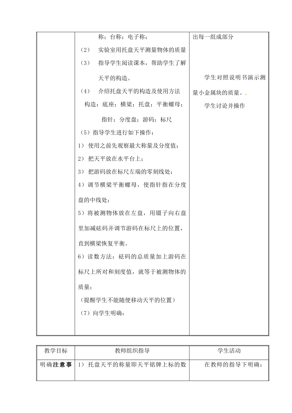 江苏省常州市武进区礼嘉中学八年级物理上册 物体的质量教案 （新版）新人教版_第3页