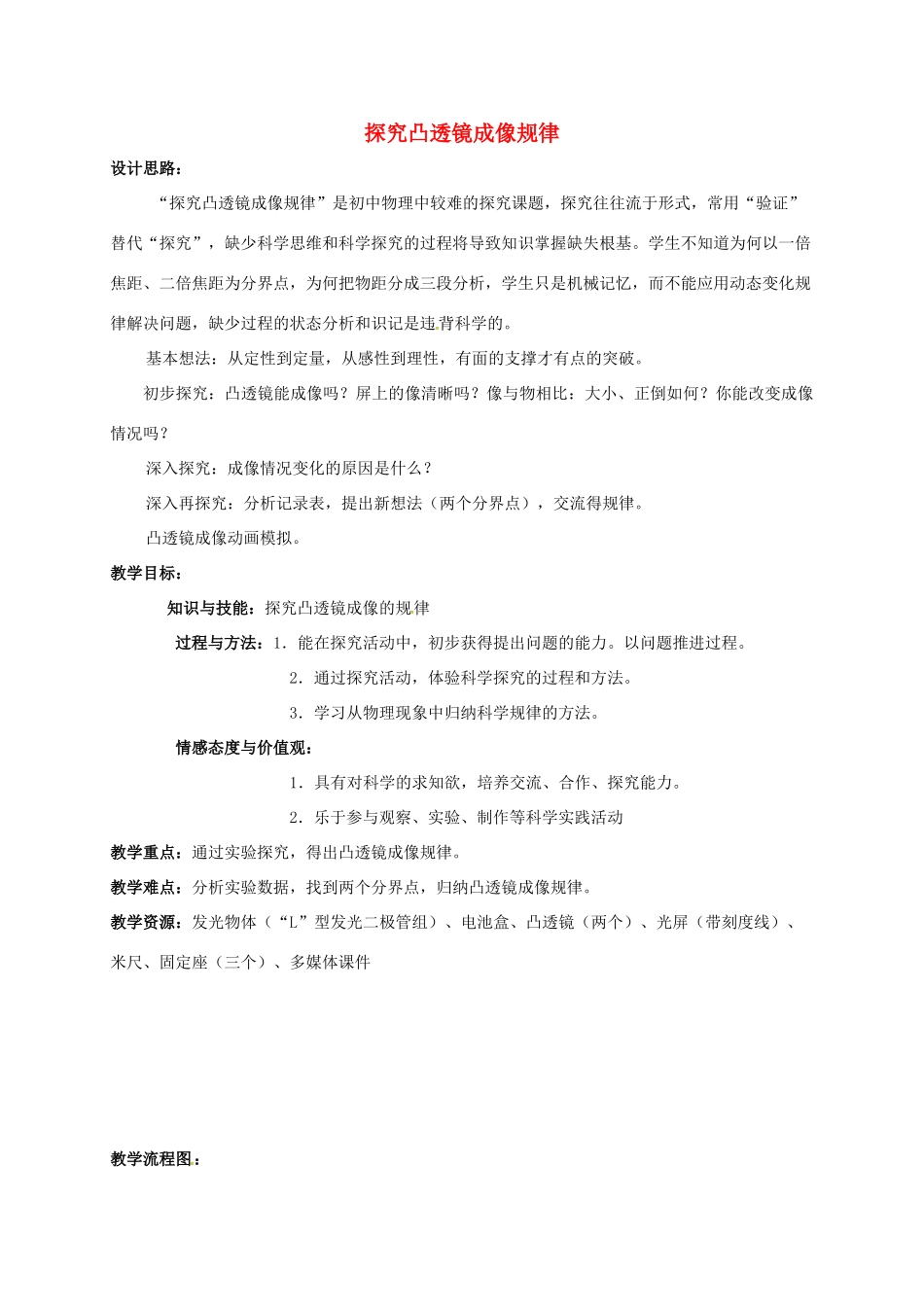江苏省常州市武进区八年级物理上册 4.3 探究凸透镜成像规律教案 苏科版-苏科版初中八年级上册物理教案_第1页