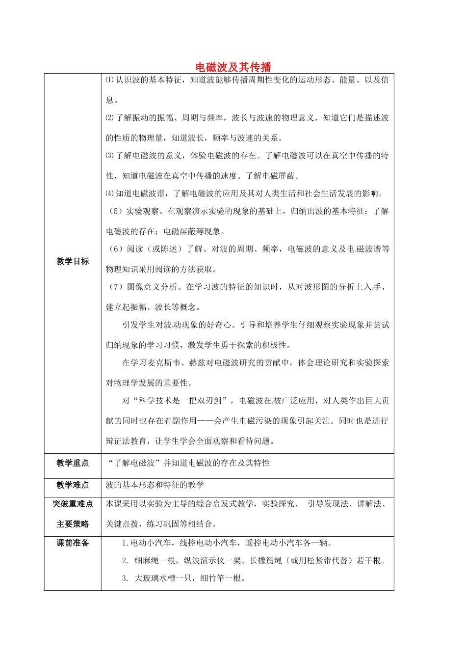 江苏省宿迁市泗洪县九年级物理下册 17.2 电磁波及其传播教案 （新版）苏科版-（新版）苏科版初中九年级下册物理教案_第1页