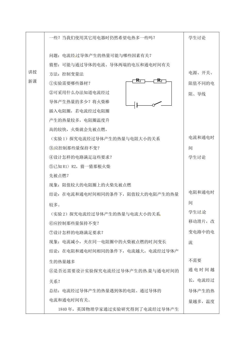 江苏省宿迁市泗洪县九年级物理下册 15.3 电热器 电流的热效应教案 （新版）苏科版-（新版）苏科版初中九年级下册物理教案_第2页