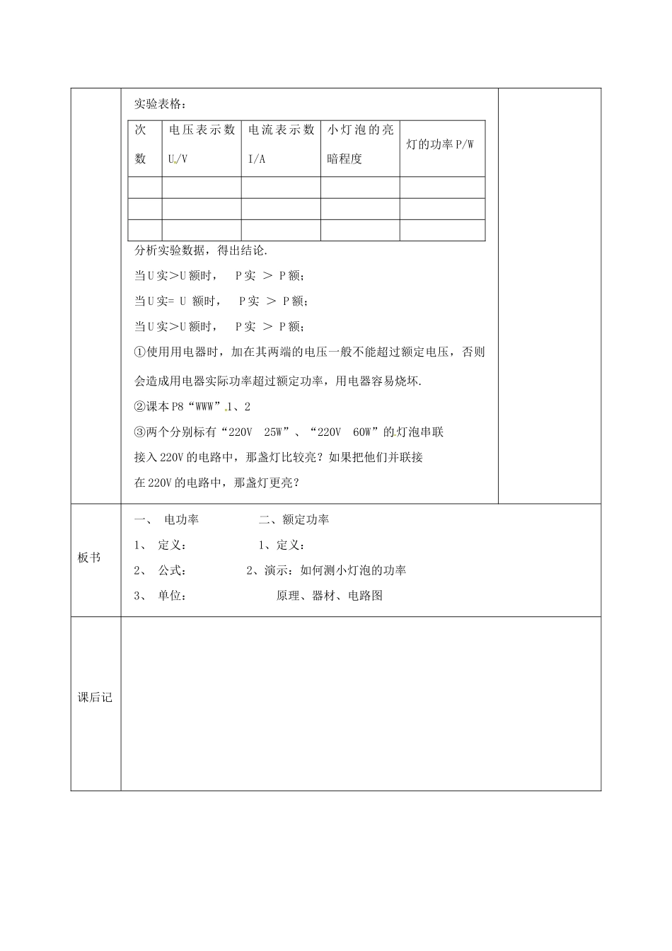 江苏省宿迁市泗洪县九年级物理下册 15.2.1 电功率教案 （新版）苏科版-（新版）苏科版初中九年级下册物理教案_第3页