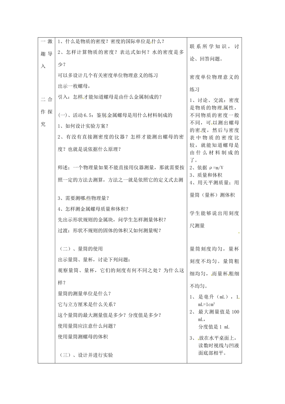 江苏省宿迁市沭阳县官墩初级中学八年级物理下册 6.4 密度知识的应用教案 苏科版_第2页