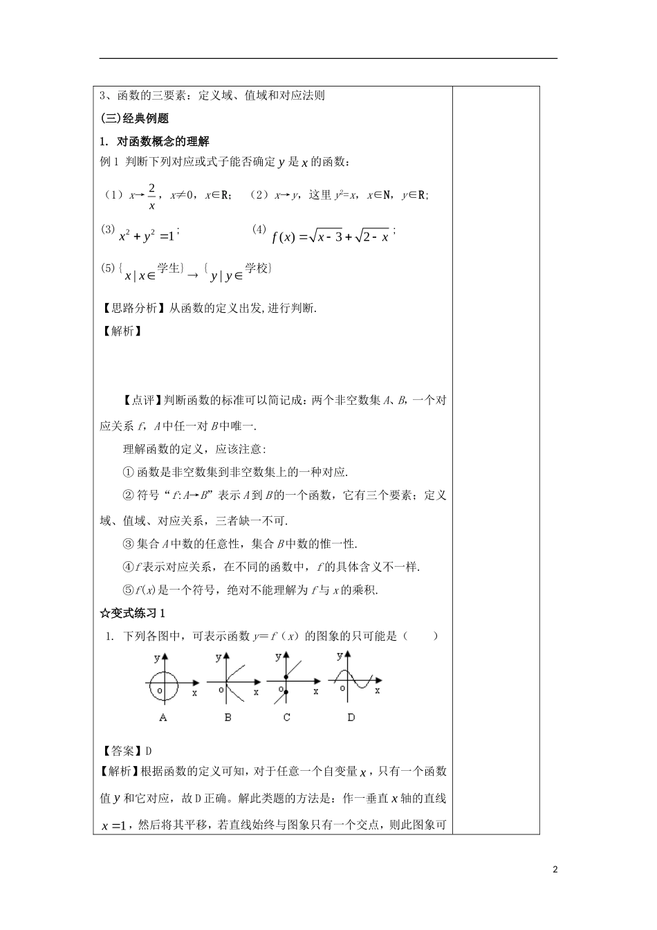 高中数学 第一章 集合 2.1 函数的概念和图象教案 苏教版必修1-苏教版高一必修1数学教案_第2页