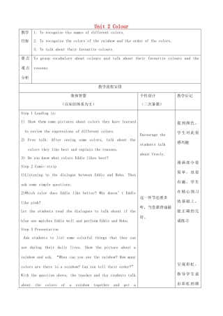 江苏省宿迁市宿豫县关庙镇中心学校九年级英语上册 Unit 2 Colour教案 牛津版