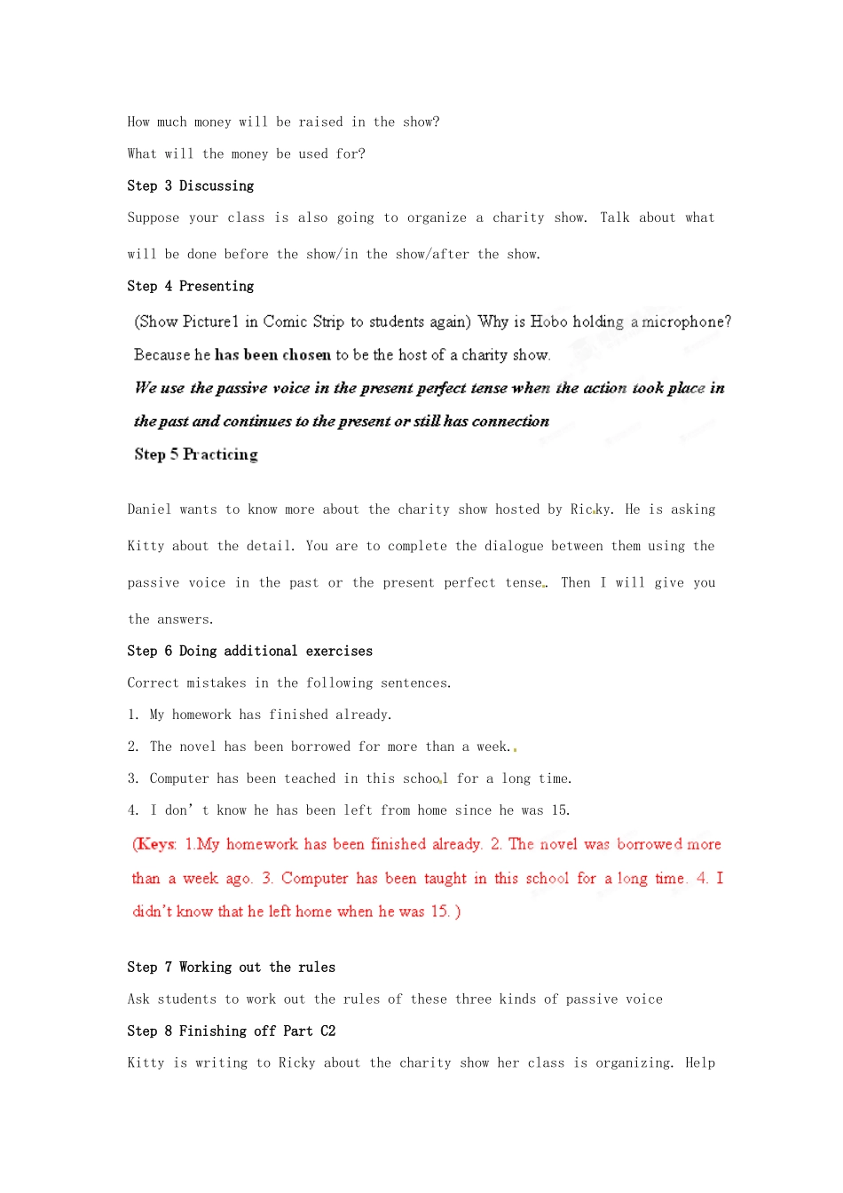 江苏省宜兴市屺亭中学八年级英语下册《Unit 4 A charity showl》Period 6 Grammar C+D教案 牛津版_第2页