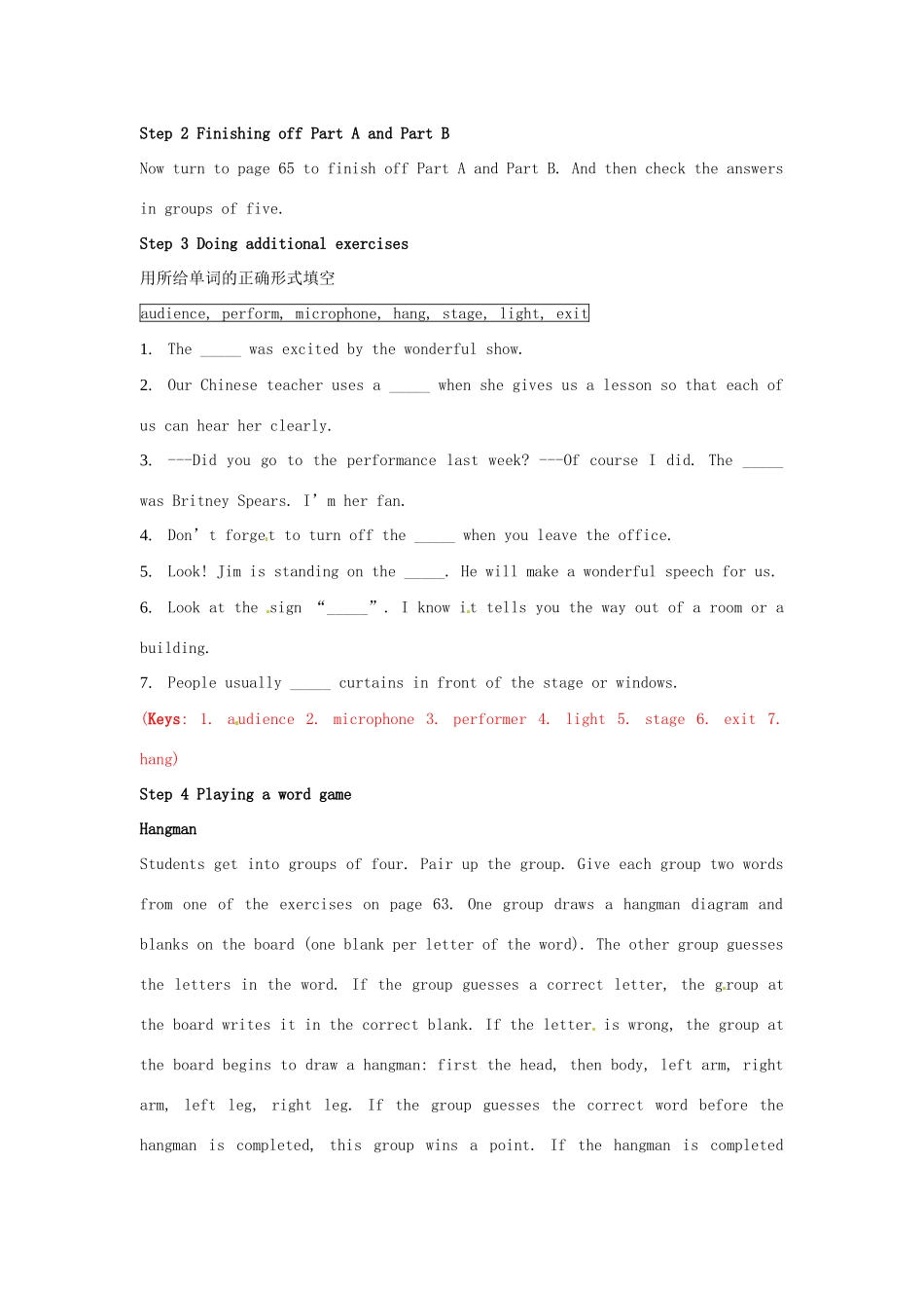 江苏省宜兴市屺亭中学八年级英语下册《Unit 4 A charity showl》Period 4 vocabulary教案 牛津版_第3页