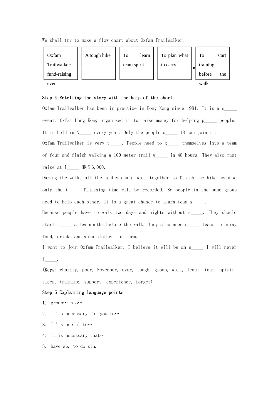 江苏省姜堰市蒋垛中学八年级英语下册《Unit 6 A charity walk Reading》period 2教学案+课堂检测 牛津译林版_第2页