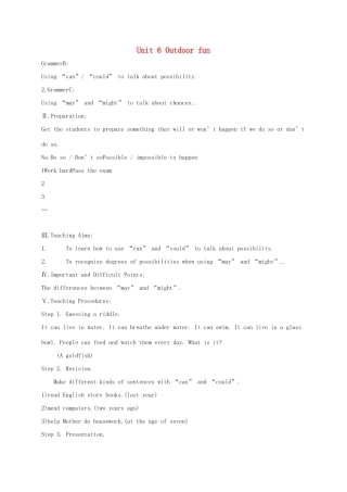 江苏省太仓市七年级英语下册 Unit 6 Outdoor fun Grammer B教案 （新版）牛津版-（新版）牛津版初中七年级下册英语教案